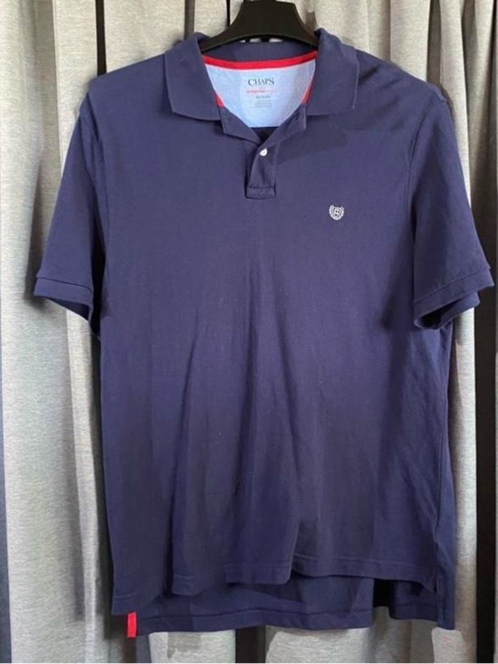 Chaps Navy Short-Sleeve Polo with Red Trim